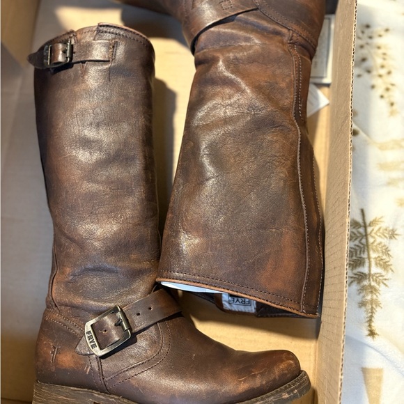 Frye Dark Brown Veronica Slouch Leather Knee-High Boots - Picture 3 of 6